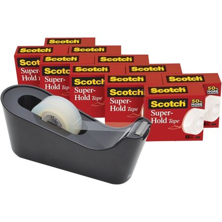 SCOTCH Tape Pack w/Dispr, Extra Adhesive, 3/4"x1000", 10 Rolls/PK, CL PK MMM700K10C18BLK